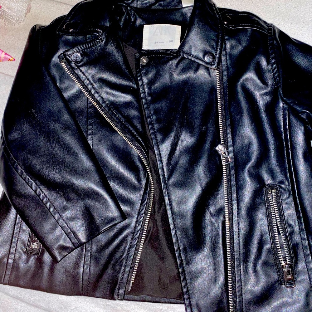 Kids Zara leather jacket size 3-4 years